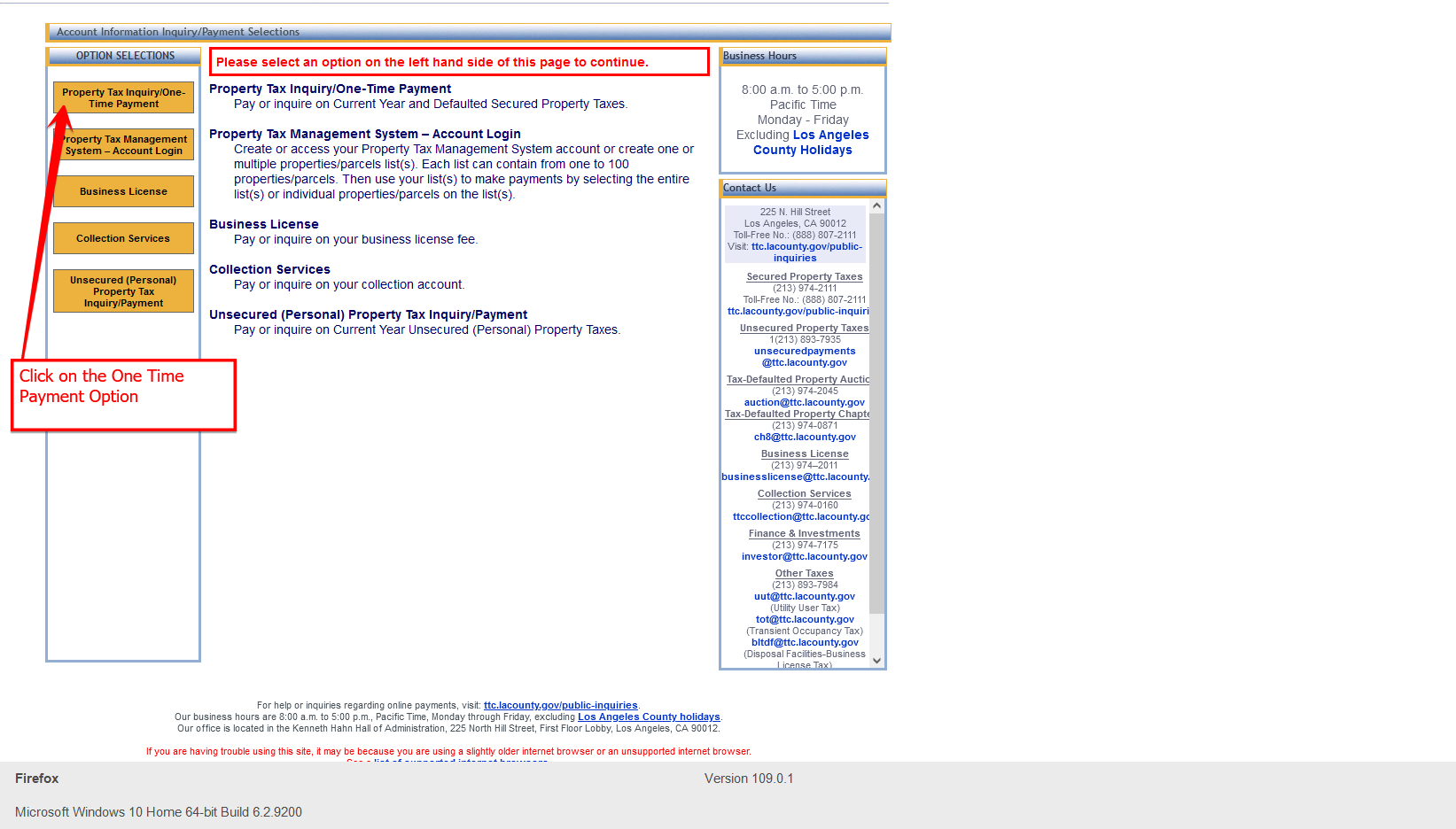 Los Angeles County Property Tax site